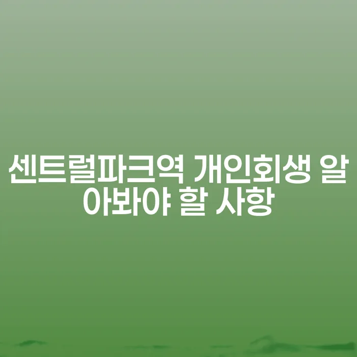 센트럴파크역 개인회생 알아봐야 할 사항