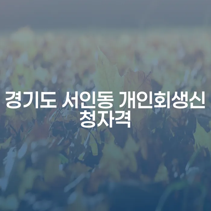 경기도 서인동에서 개인회생을 신청할 수 있는 자격은 무엇일까요?